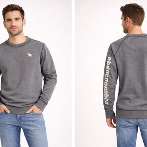 Abercrombie & Fitch Mens Gray Muscle Fit Crewneck Long Sleeve Size M Y2K